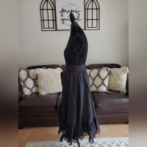 Vintage Gunne Sax By Jessica McClintock Black Midi Lace Skirt Size 11 Wednesday - Picture 3 of 11